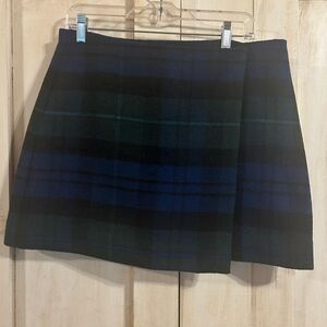 GAP Tartan Mini Skirt in Navy and Forest Green: M
